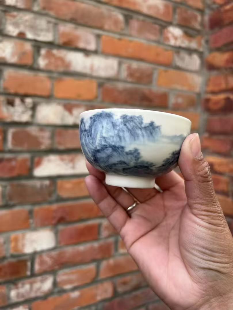 Jingdezhen Hand-Painted Blue and White Landscape Teapot: "Whisper of the Mountains