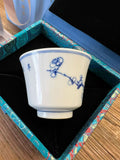 Jingdezhen Hand-Painted Blue and White Plum Blossom Teacup: "Whisper of Winter"