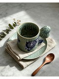 Jingdezhen Batik Forest Hand-Thrown Ceramic Mug & Saucer Set