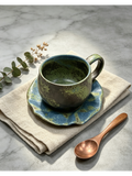 Jingdezhen Mossy Tide Hand-Thrown Ceramic Mug & Saucer Set
