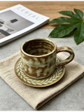 Wheatfield Kiln Drift — Jingdezhen Hand-Brushed Glaze Mug & Saucer Set
